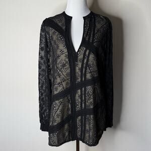 Sachin + Babi for Ankasa Black Eyelet and Beaded Tunic Top